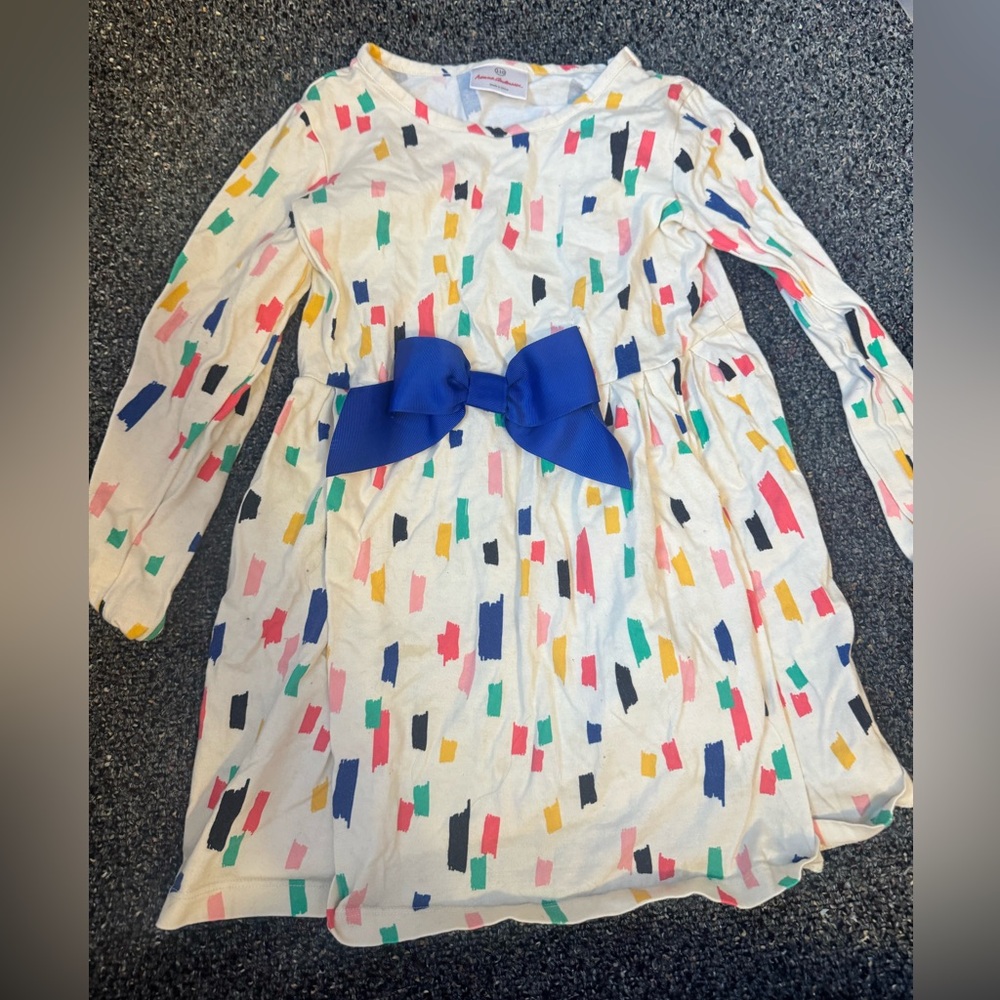 Hanna Andersson Multicolor Dress with Blue Bow size 5